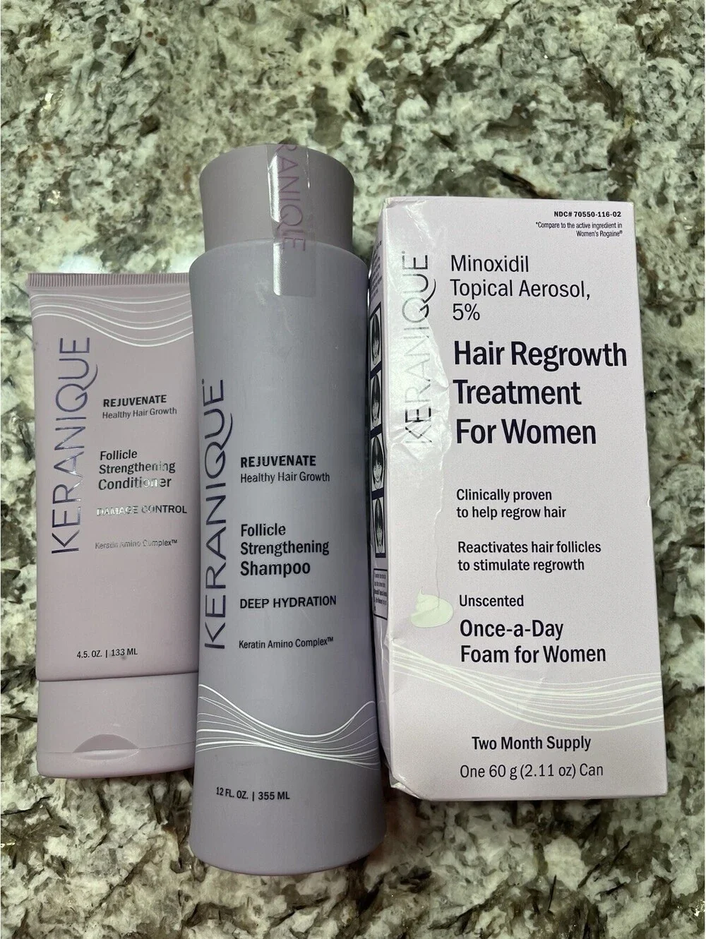 Keranique Hair Growth Treatment for Women - Regrowth System Set Lot 2 Months